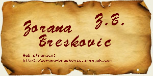 Zorana Brešković vizit kartica